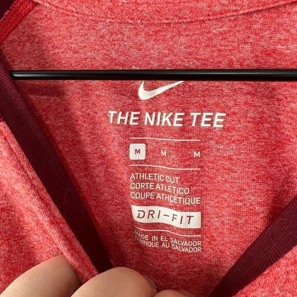 Nike Red and Maroon 3/4 Sleeve Baseball Drifit Shirt M - Picture 4 of 6